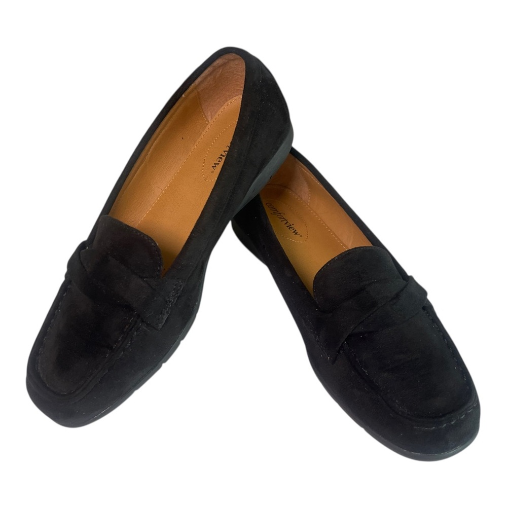 Comfortview Black Slip on Faux Suede Loafers Size 7.5  Style Addilyn